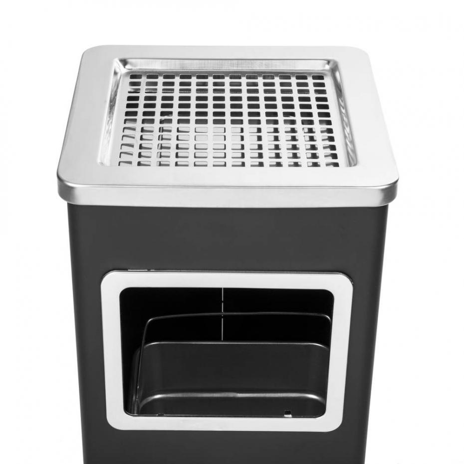 Lixeira de pé retangular com cinzeiro cor preta