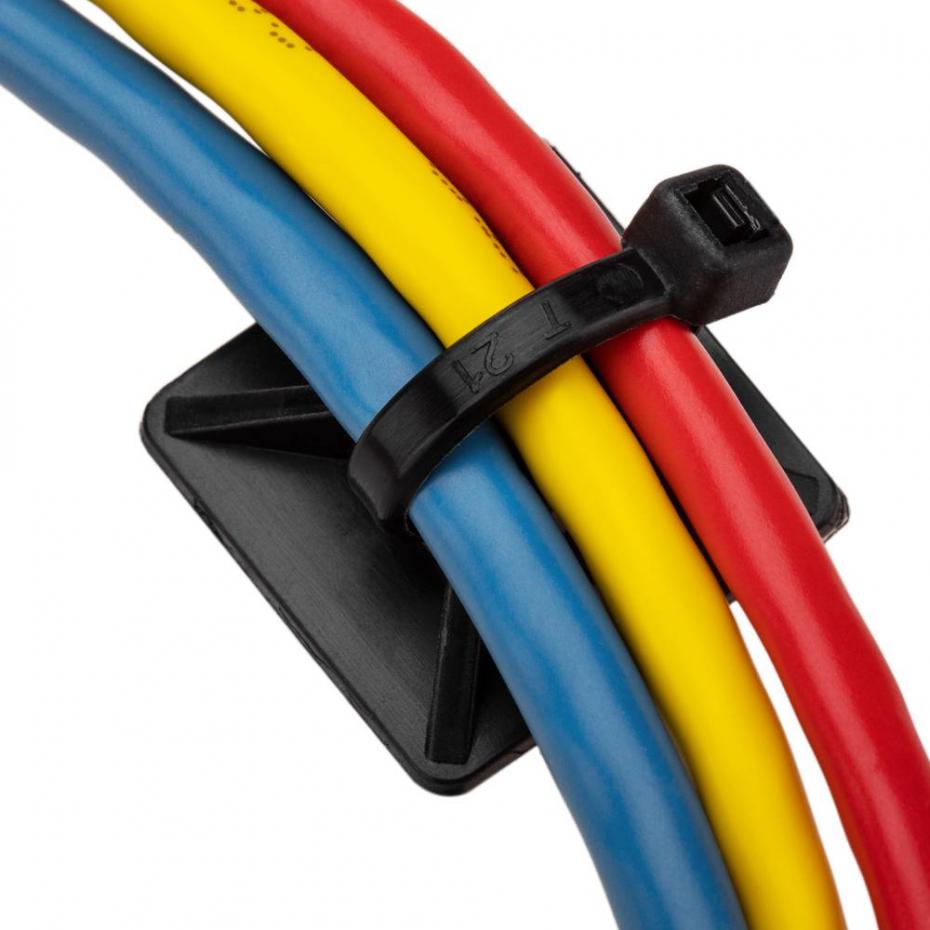 PACK 100 BASES AUTOADESIVAS PRETO DE 25X25MM PARA ABRAÇADEIRAS DE 6,2MM