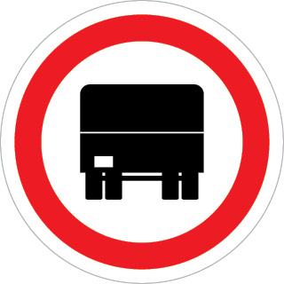 Sinal de trânsito, proibição, trânsito proibido a veículos pesados