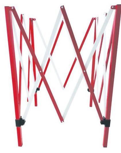 Barreira extensível quadrada branca e vermelha