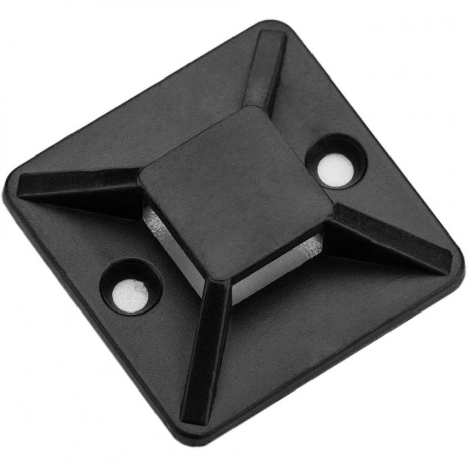 PACK 100 BASES AUTOADESIVAS PRETO DE 25X25MM PARA ABRAÇADEIRAS DE 6,2MM
