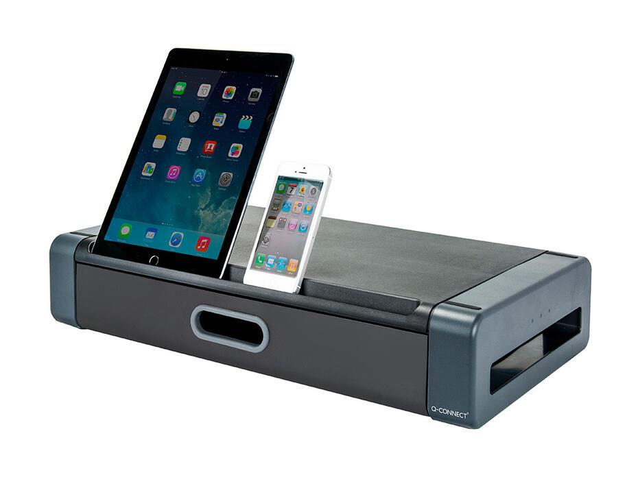 Suporte q-connect deluxe para monitor com gaveta.