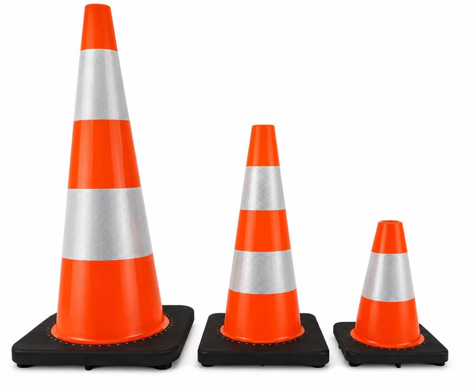Cone Sinalização PVC 50cm c/ faixas reflectora PACK 30 