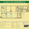 Planta de emergência horizontal de piso, com legendas e instruções gerais de segurança (horizontais) em português