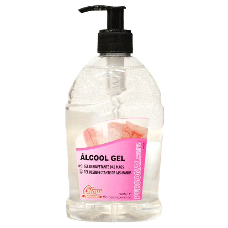 Alcool gel GLOW desinfetante  mãos 500ml  c/ doseador