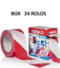 Fita Sinalizaçao Branca Vermelha 200 Mts x 70 Geko