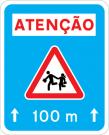 Sinal de trânsito, Aproximação de travessia de crianças a 100m 700X700 mm